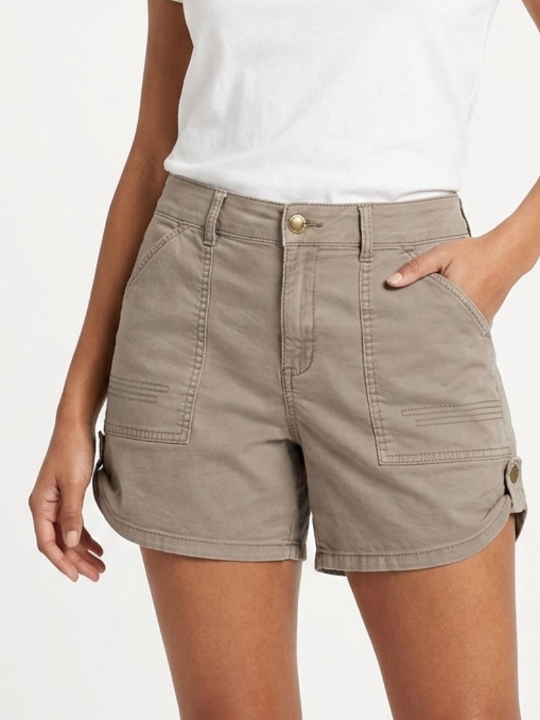 Cosmic Blue Love Khaki Patch Pocket Chino Shorts Cotton Stretch Size 30